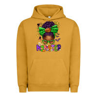 Pigment Peanut Butter Halloween Afro Messy Bun Momster Urban Hoodie - texasbilliewilder