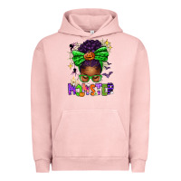 Pigment Salmon Halloween Afro Messy Bun Momster Urban Hoodie - texasbilliewilder