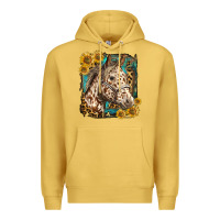 Antique Gold appaloosa horse with sunflowers and western background Premium Hoodie - LillyAllenDesigns