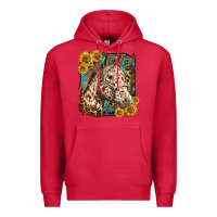 Cardinal appaloosa horse with sunflowers and western background Premium Hoodie - LillyAllenDesigns