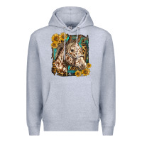 Heather Grey appaloosa horse with sunflowers and western background Premium Hoodie - LillyAllenDesigns