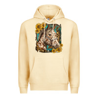 Pina Colada appaloosa horse with sunflowers and western background Premium Hoodie - LillyAllenDesigns