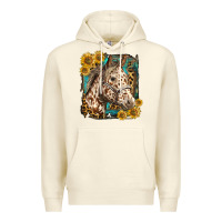 Sandshell appaloosa horse with sunflowers and western background Premium Hoodie - LillyAllenDesigns