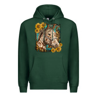 Sports Green appaloosa horse with sunflowers and western background Premium Hoodie - LillyAllenDesigns