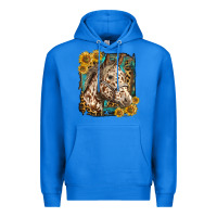 True Royal appaloosa horse with sunflowers and western background Premium Hoodie - LillyAllenDesigns