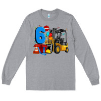 Heather Grey forklift birthday six Long Sleeve Tee - Artiststas