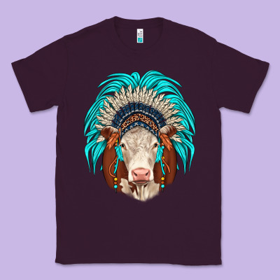 Hereford Indian Headdress Classic Tee Designed By Jahusdesignshop