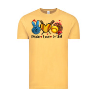 Vintage Mustard peace love  softball Vintage Tee - AdoDesignShop