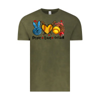 Vintage Olive peace love  softball Vintage Tee - AdoDesignShop