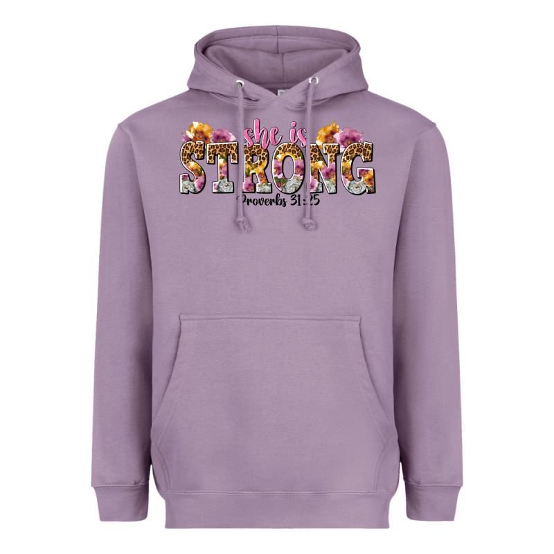 She Is Strong Proverbs 31 25 Heavyweight Hoodie by NancyCooperArtShop | Teevron