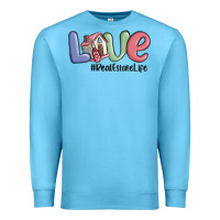 Ocean Blue love real estate life Premium Sweatshirt - MaliasSmallBusiness
