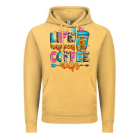 Vintage Mustard life happens coffee helps Vintage Hoodie - Zillion Design Studio