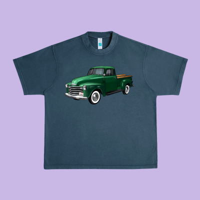 Western Green Truck Right 34 View Urban Heavy Tee Designed By Fadigitalartstudio