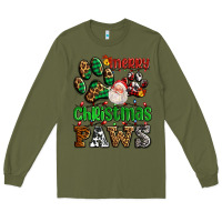 Army Green merry christmas paws with santa Long Sleeve Tee - AdoDesignShop