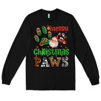 Black merry christmas paws with santa Long Sleeve Tee - AdoDesignShop