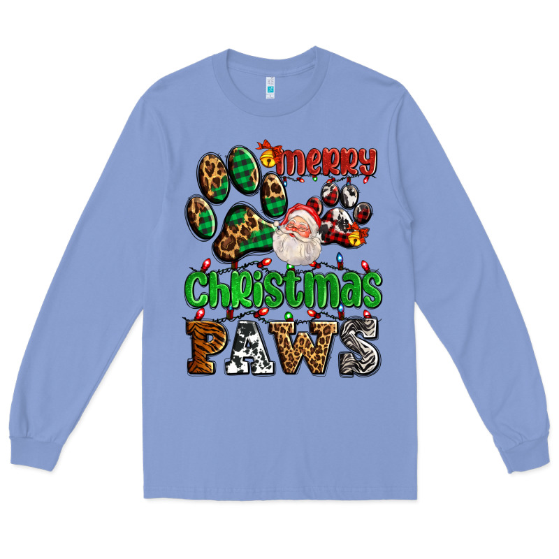Merry Christmas Paws With Santa Long Sleeve Tee by AdoDesignShop | Teevron