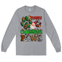 Heather Grey merry christmas paws with santa Long Sleeve Tee - AdoDesignShop