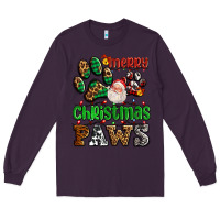 Plum merry christmas paws with santa Long Sleeve Tee - AdoDesignShop