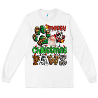 White merry christmas paws with santa Long Sleeve Tee - AdoDesignShop