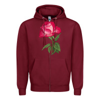 Burgundy Love At First Sight Rose Zipper Hoodie - LillyAllenDesigns