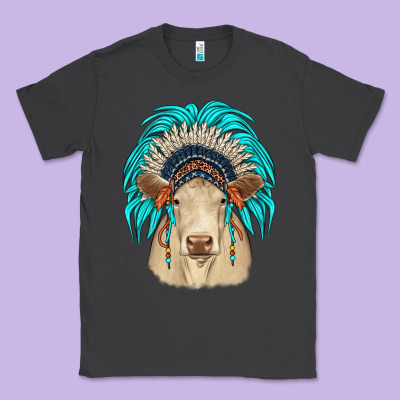 Charolais Indian Headdress Classic Tee Designed By Jahusdesignshop