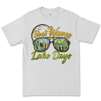 Dove Grey boat waves sun rays lake days Premium Tee - BarkalooDesign