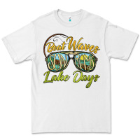 White boat waves sun rays lake days Premium Tee - BarkalooDesign