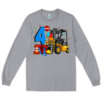 Heather Grey forklift birthday four Long Sleeve Tee - Artiststas