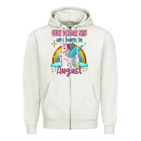 Oatmeal Heather unicorns are born in august Zipper Hoodie - Jasminsmagicworld