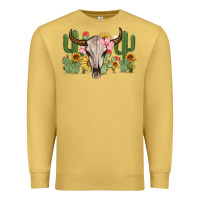 Antique Gold bull skull with cactus Premium Sweatshirt - MaliasSmallBusiness