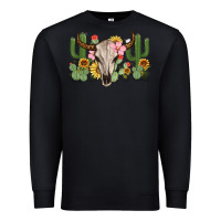 Black bull skull with cactus Premium Sweatshirt - MaliasSmallBusiness