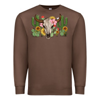 Chestnut bull skull with cactus Premium Sweatshirt - MaliasSmallBusiness