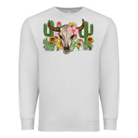 Dove Grey bull skull with cactus Premium Sweatshirt - MaliasSmallBusiness