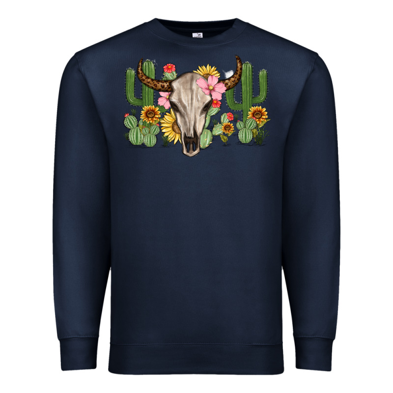 Bull Skull With Cactus Premium Sweatshirt by MaliasSmallBusiness | Teevron