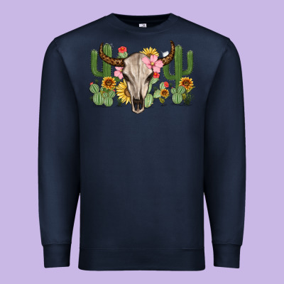 Bull Skull With Cactus Premium Sweatshirt Designed By Maliassmallbusiness