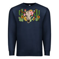 Navy bull skull with cactus Premium Sweatshirt - MaliasSmallBusiness