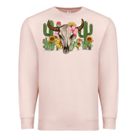 Pale Pink bull skull with cactus Premium Sweatshirt - MaliasSmallBusiness
