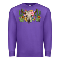 Purple bull skull with cactus Premium Sweatshirt - MaliasSmallBusiness