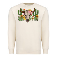 Sandshell bull skull with cactus Premium Sweatshirt - MaliasSmallBusiness
