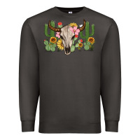 Smoke bull skull with cactus Premium Sweatshirt - MaliasSmallBusiness