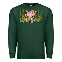 Sports Green bull skull with cactus Premium Sweatshirt - MaliasSmallBusiness