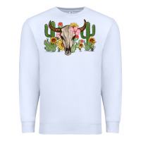 White bull skull with cactus Premium Sweatshirt - MaliasSmallBusiness