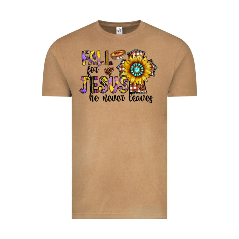 Fall For Jesus He Never Leaves Vintage Tee by CowhideDigitalArt | Teevron