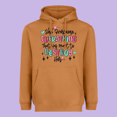 She Overcame Everything That Was Meant To Destroy Heavyweight Hoodie Designed By Maliassmallbusiness