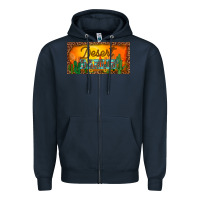 Navy western desert darlin sunset cactus leopard serape   license plate tem Zipper Hoodie - BarkalooDesign