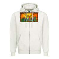 Oatmeal Heather western desert darlin sunset cactus leopard serape   license plate tem Zipper Hoodie - BarkalooDesign
