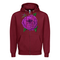 Burgundy Celestial Rose Zipper Hoodie - LillyAllenDesigns