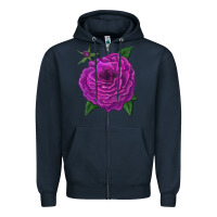 Navy Celestial Rose Zipper Hoodie - LillyAllenDesigns