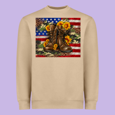Army Usa Lag Leopard Camouflage Sunflower 20oz Heavyweight Sweatshirt Designed By Neo Western
