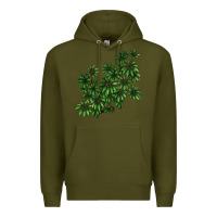 Army Green Botanical Schefflera Illustrations Premium Hoodie - LillyAllenDesigns